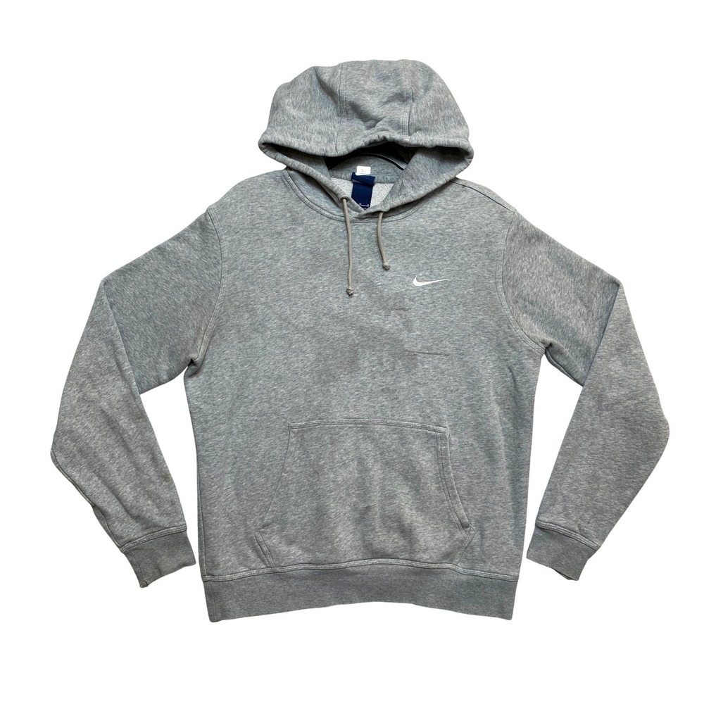 Nike Hoodie Mens Medium Gray Embroidered Swoosh Pocket Pullover